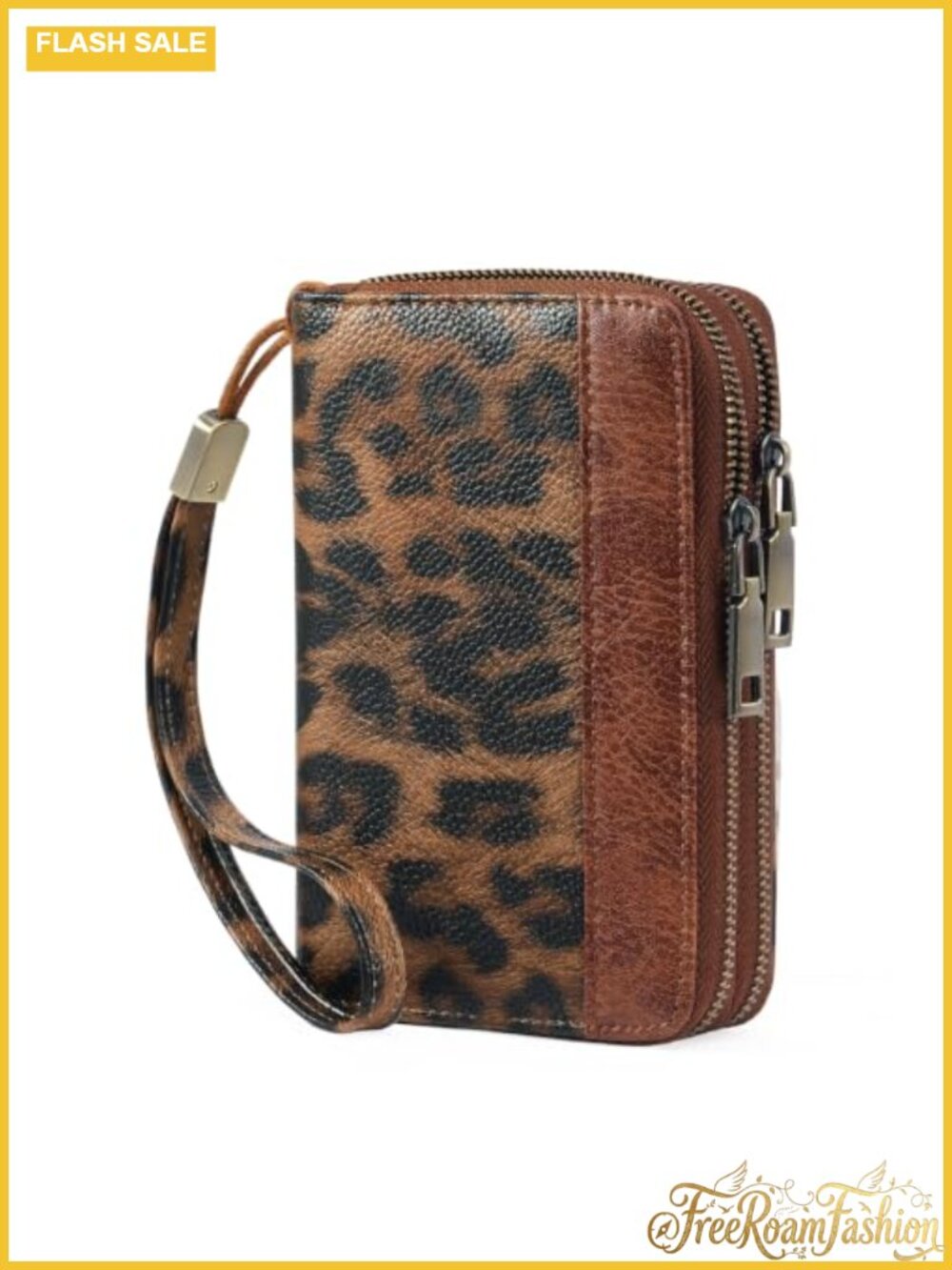 Women's Pepple Leather RFID Wristlet Wallet Double Zip Card Holder Clutch